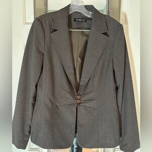 Vintage Gray Pleated/Fitted Tribella Skirt Suit, Size 10, Cute Buttons/Pintucks